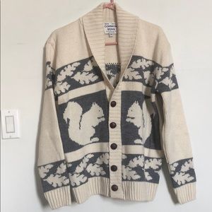 COMMON SONS - MENS CARDIGAN SQUIRREL PRINT